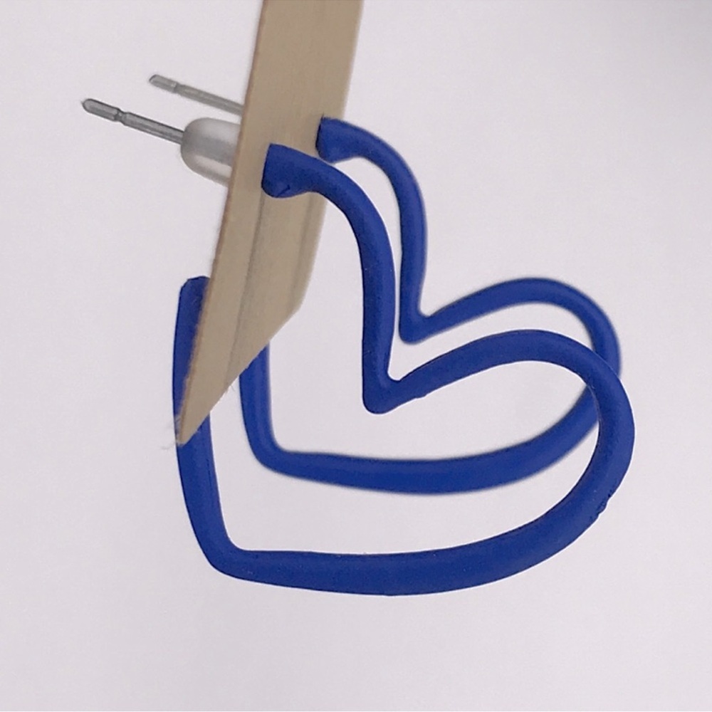 Blue Heart Hoop Earrings